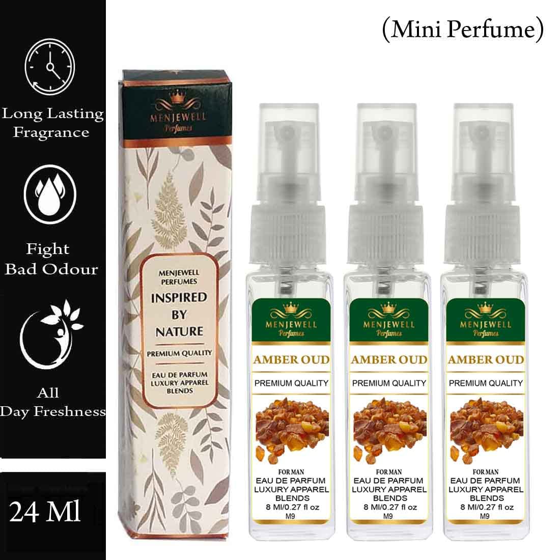 Menjewell Amber Oud Eau De Parfum For Man 8ml 0.27 Fl.oz. Each Pack Of 3 | Luxury Apparel Parfum | Long Lasting - Image 3