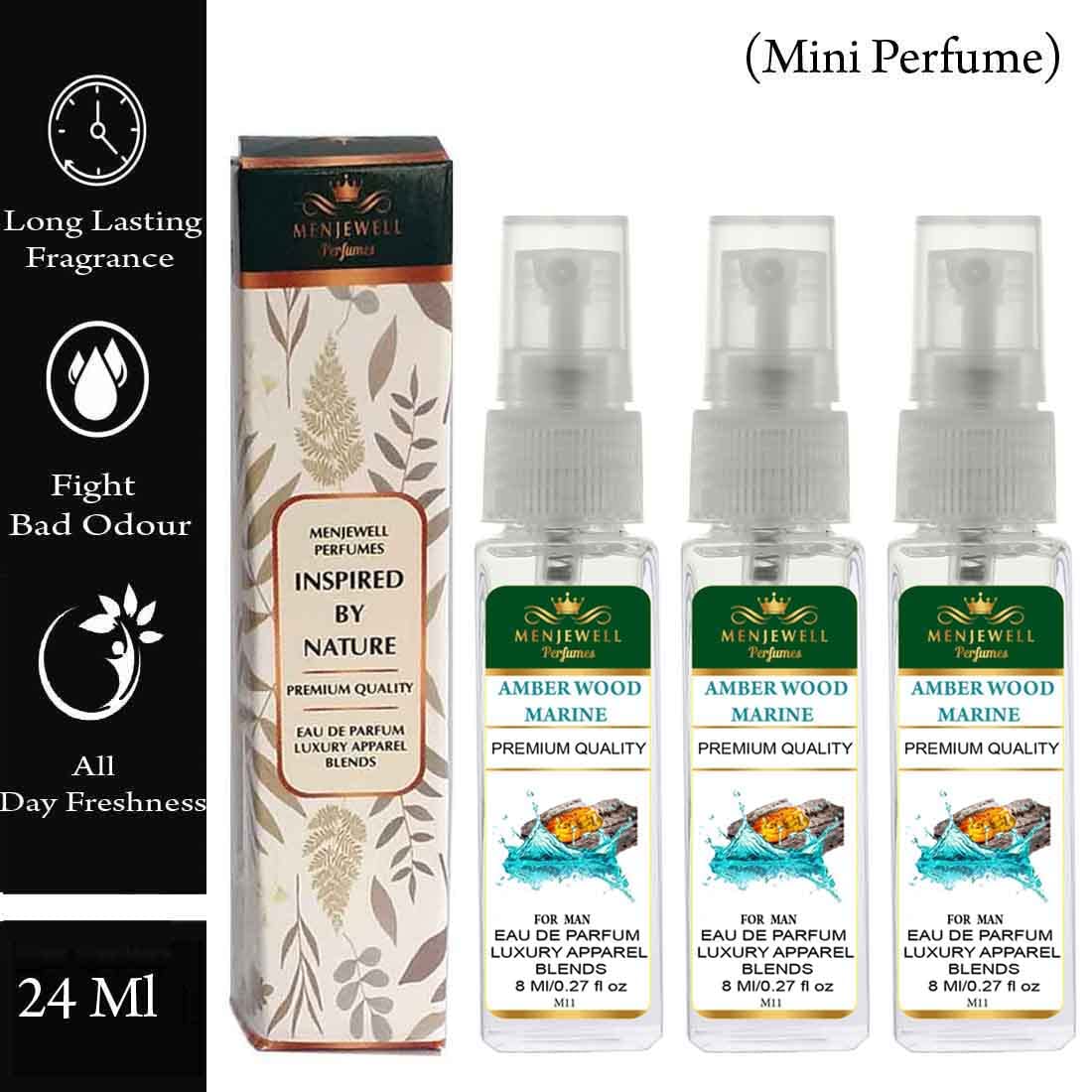 Menjewell Amber Wood Marine Eau De Parfum For Man 8ml 0.27 Fl.oz. Each Pack Of 3 | Luxury Apparel Parfum | Long Lasting - Image 4