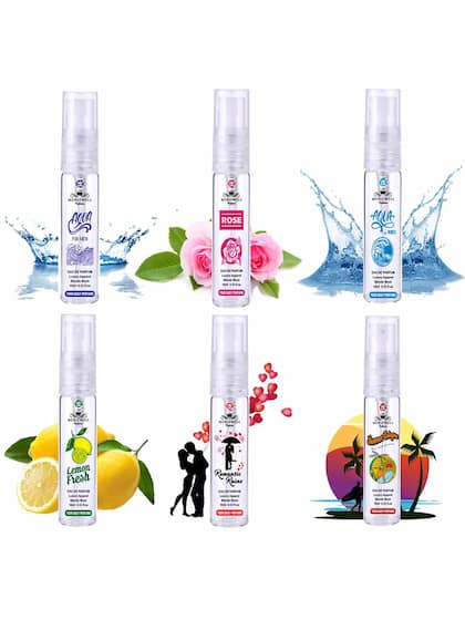 Menjewell Aqua For Men+ Rose+ Aqua For Women+ Lemon Fresh+ Romantic Rains+ Summer Cologne Eau De Parfum 10ml 0.3 Fl.oz. Each Pack Of 6 | Fine Fragrance - Image 2