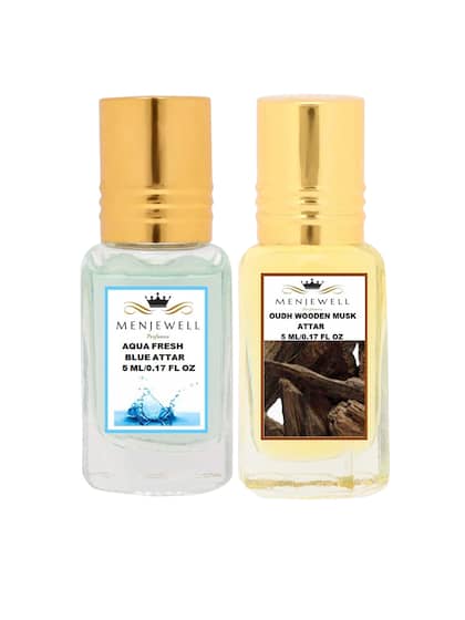 Menjewell Aqua Fresh Blue + Oudh Wooden Musk Attar Perfume 5ml 0.17 Fl.oz. Each Pack Of 2 | Unisex Fragrance | Long Lasting - Image 3