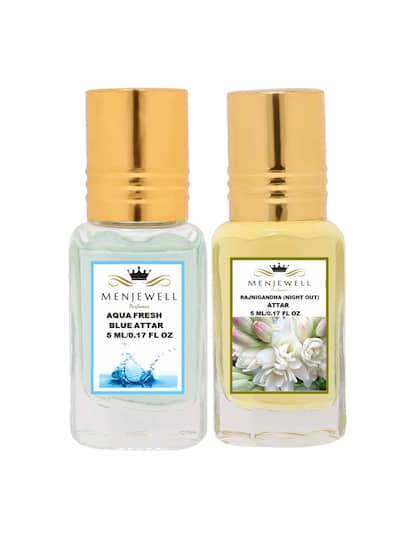 Menjewell Aqua Fresh Blue + Rajnigandha (Night Out) Attar Perfume 5ml 0.17 Fl.oz. Each Pack Of 2 | Unisex Fragrance | Long Lasting - Image 3