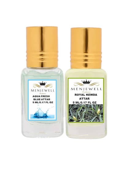 Menjewell Aqua Fresh Blue + Royal Kewda Attar Perfume 5ml 0.17 Fl.oz. Each Pack Of 2 | Unisex Fragrance | Long Lasting - Image 3