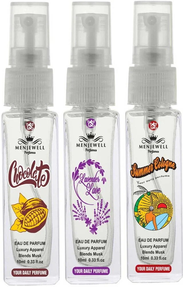 Menjewell Chocolate + Lavender Love + Summer Cologne Eau De Parfum 10ml 0.3 Fl.oz. Each Pack Of 3 Women Fragrance | Long Lasting | Luxury Fragrance - Image 3