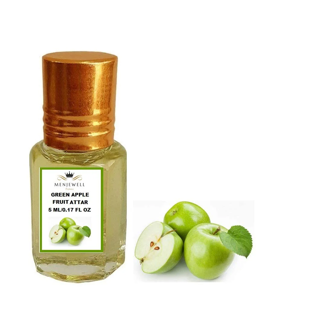 Menjewell Green Apple Fruit Attar Perfume 5ml 0.17 Fl.oz. Unisex Fragrance | Long Lasting - Image 2