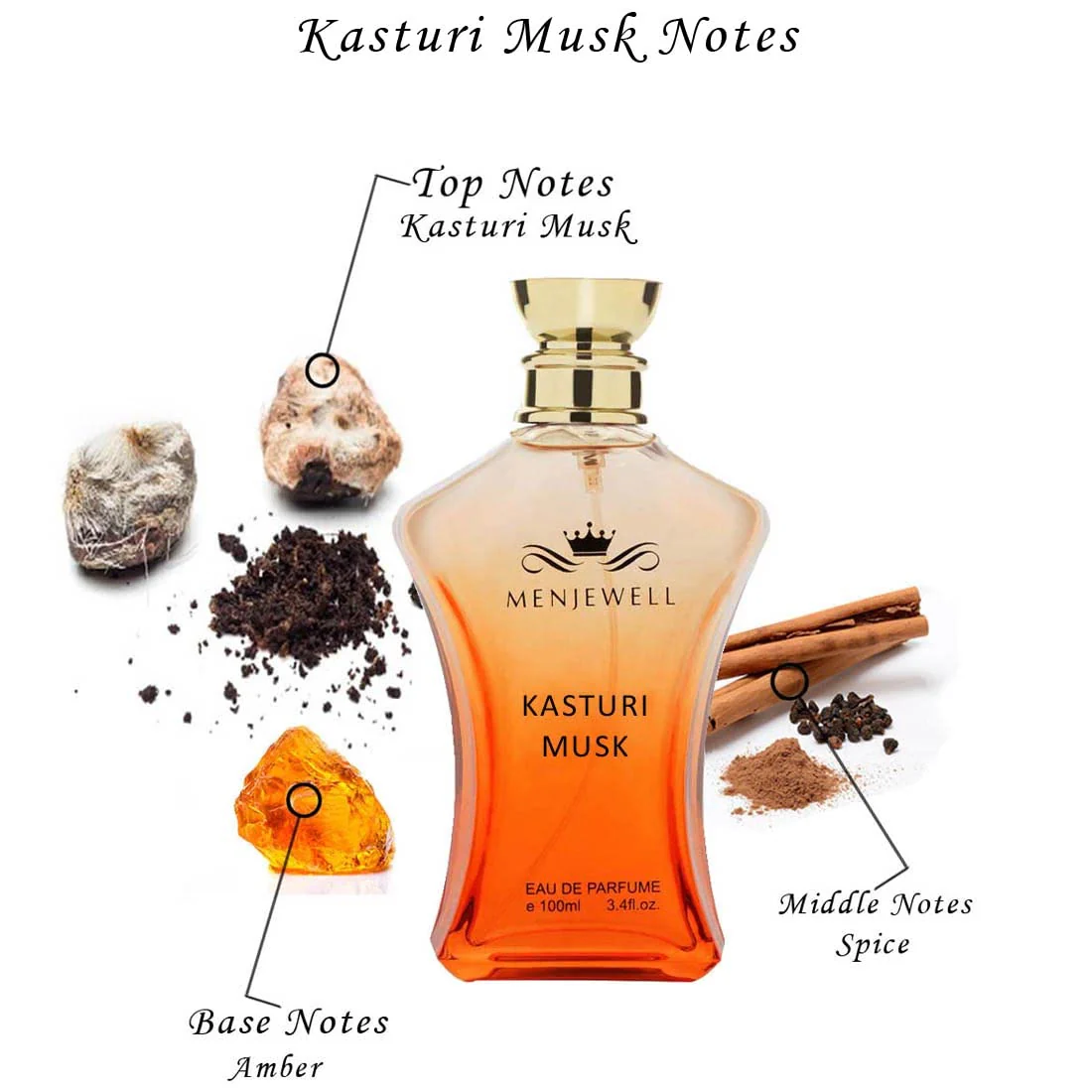 Menjewell Kasturi Musk Eau De Parfum 100ml 3.4 Fl.oz. Women Fragrance | Long Lasting - Image 4