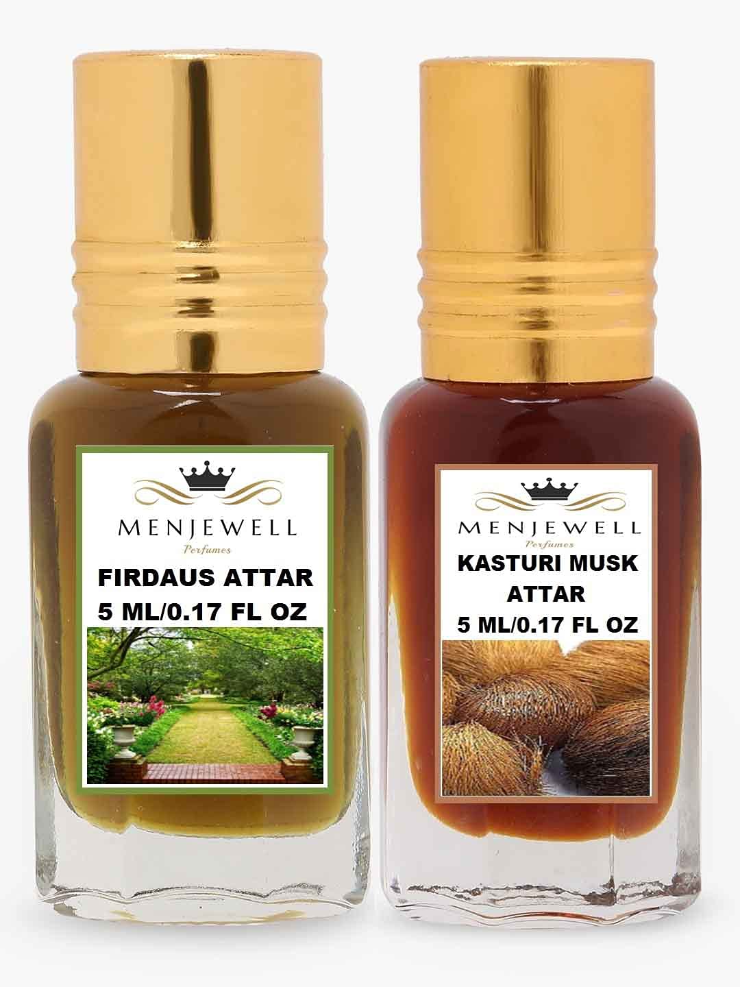 Menjewell Kasturi Musk + Firdaus Attar Perfume 5ml 0.17 Fl.oz. Each Pack Of 2 Unisex Fragrance | Long Lasting | Alcohol Free - Image 4