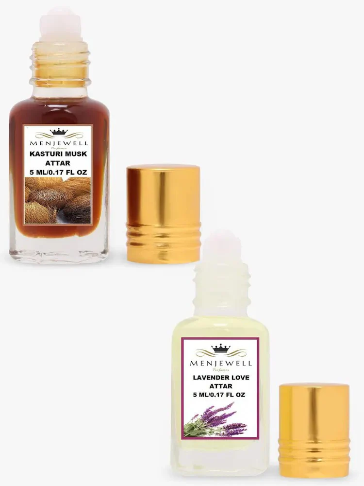 Menjewell Kasturi Musk + Lavender Love Attar Perfume 5ml 0.17 Fl.oz. Each Pack Of 2 Unisex Fragrance | Long Lasting | Luxury Fragrance - Image 2