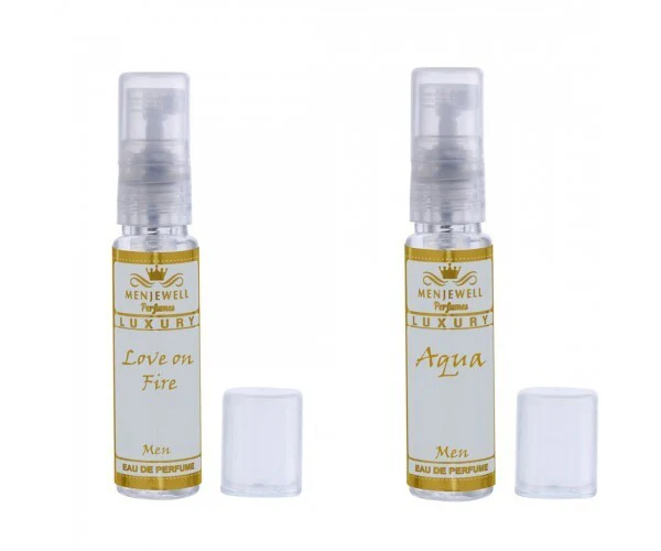 Menjewell Love On Fire + Aqua Perfume Gift Set For Men 10ml 0.3 Fl.oz. Each Pack Of 2 | Pocket Perfume Gift Set | Eau De Parfum - Image 3