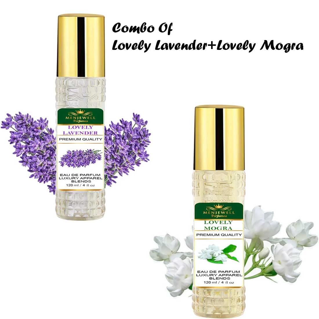 Menjewell Lovely Mogra + Lovely Lavender Eau De Parfum 120ml 4.0 Fl.oz. Each Pack Of 2 Long Lasting | Alcohol Free | Women Fragrance - Image 2