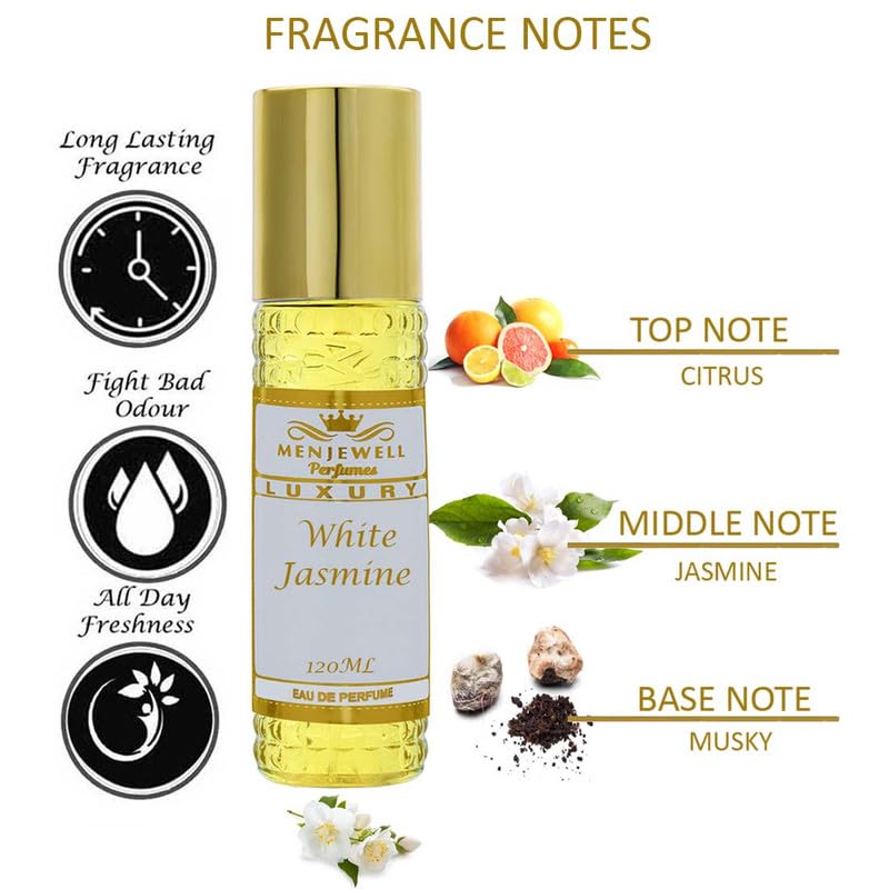 Menjewell Luxury White Jasmine Eau De Parfum 120ml 4.0 Fl.oz. Women Fragrance | Best Gifting Long Lasting Fragrance - Image 3