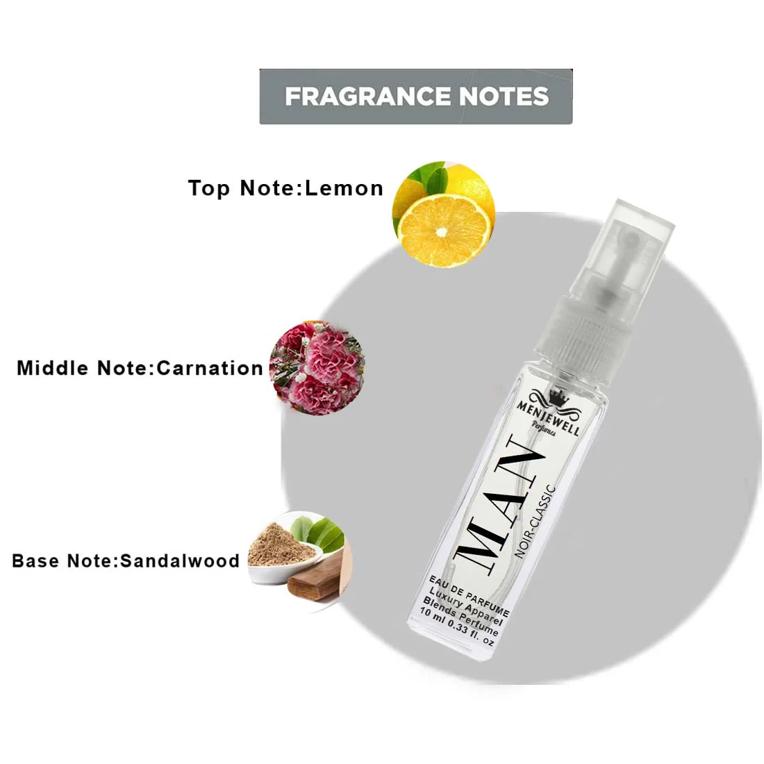 Menjewell Man Noir Classic Eau De Perfume 10ml 0.3 Fl.oz. Pocket Perfume, Apparel Perfume | Long Lasting - Image 3