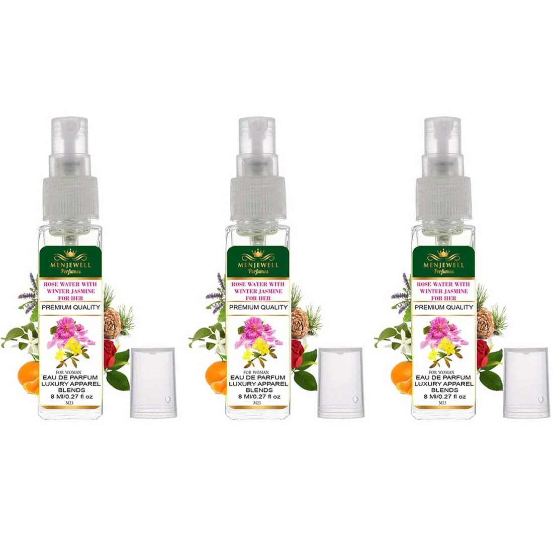 Menjewell Rose Water With Winter Jasmine For Her Eau De Parfum For Woman 8ml 0.27 Fl.oz. Each Pack Of 3 | Luxury Apparel Parfum | Long Lasting - Image 2