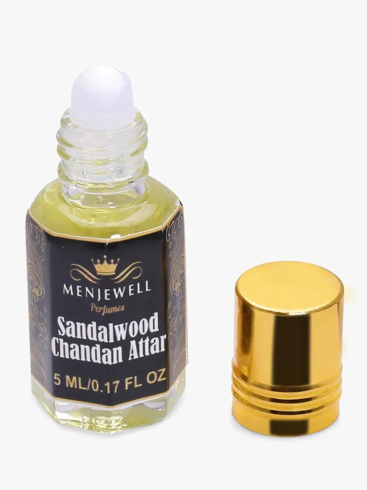 Menjewell Sandalwood Chandan + Sandalwood Attar Perfume 5ml 0.17 Fl.oz. Each Pack Of 2 Unisex Fragrance | Long Lasting - Image 5
