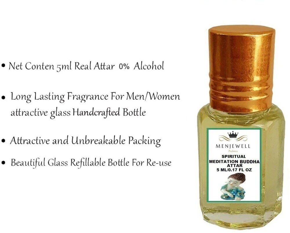 Menjewell Spiritual Meditation Buddha Attar Perfume 5ml 0.17 Fl.oz. Unisex Fragrance | Long Lasting | Alcohol Free - Image 2