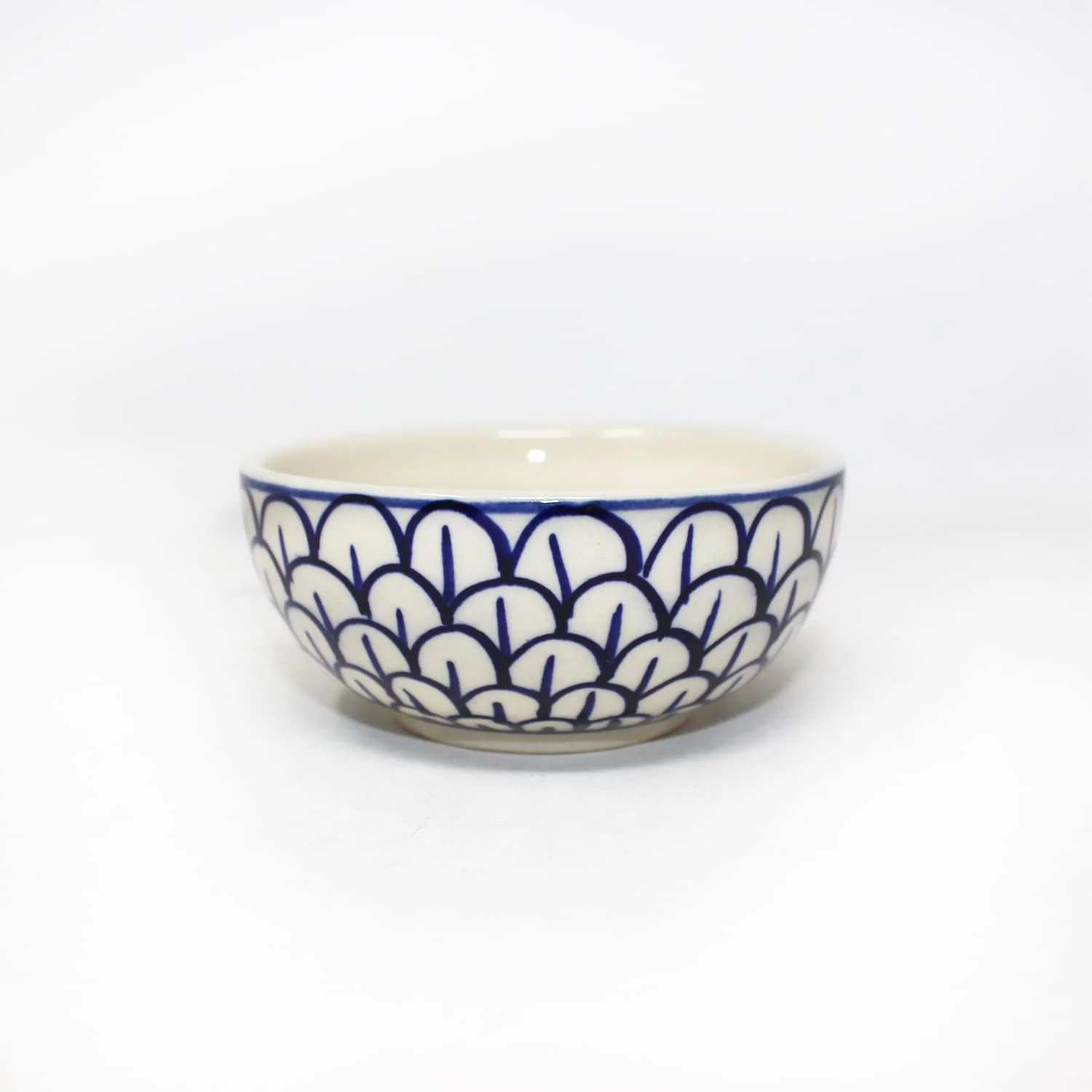 Mermaid Tales Hand Painted Ceramic Dinner Set - 8 Piece, White & Indigo | 4 Dinner Plates + 4 Katori Serving Bowls, 180ml Each | Serving For 4, Microwave Safe & Dishwasher Safe - Image 6