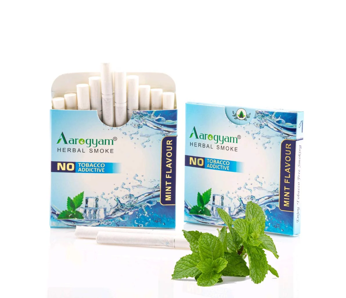 Mint Flavored Cigarette For Relieve Stress & Mood Enhance - 10 Sticks In Each Packet, Pack Of 10 | No Bad Smell, Non Addictive, No Harmful - Tobacco & Nicotine Free - Image 2