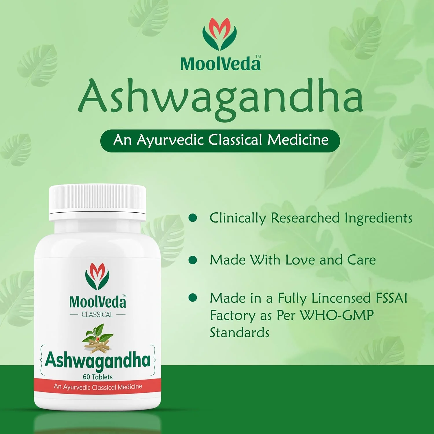Moolveda Ashwagandha Tablets, Energy, Stress Relief & Immune Support, Improves Strength, Energy & Overall Wellbeing | Rejuvenates Mind & Body | 60 Veg Tablets 100gm 0.2lbs - Image 3