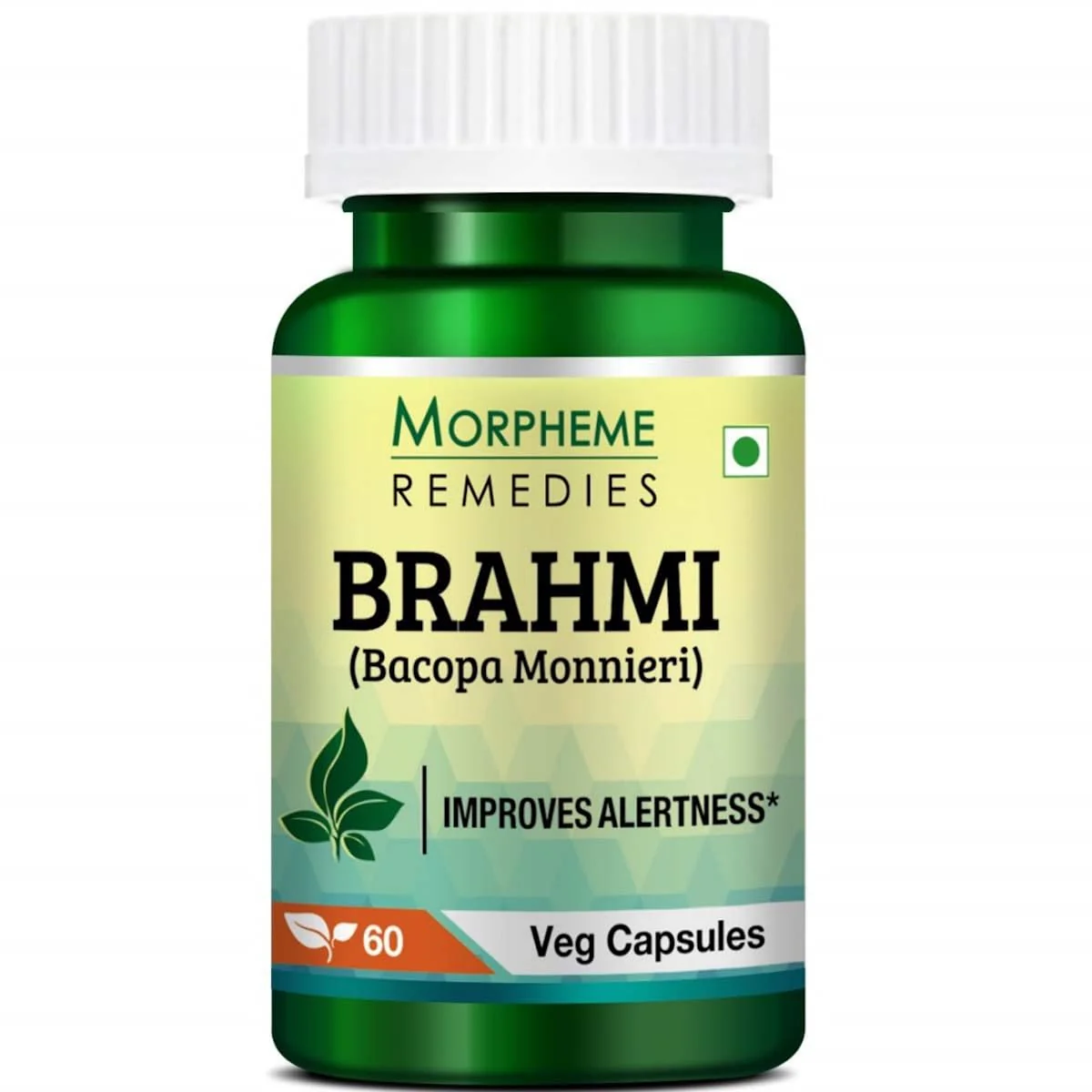 Morpheme Remedies Bacopa Brahmi Extract 500mg, Improves Alertness, Known As A Good Ingredient For Brain | 60 Capsules 100gm 0.2lbs