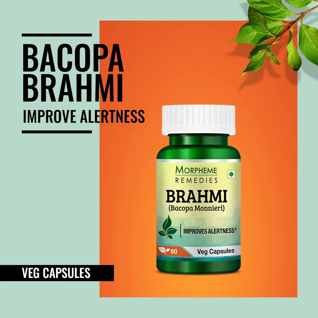 Morpheme Remedies Bacopa Brahmi Extract 500mg, Improves Alertness, Known As A Good Ingredient For Brain | 60 Capsules 100gm 0.2lbs - Image 2