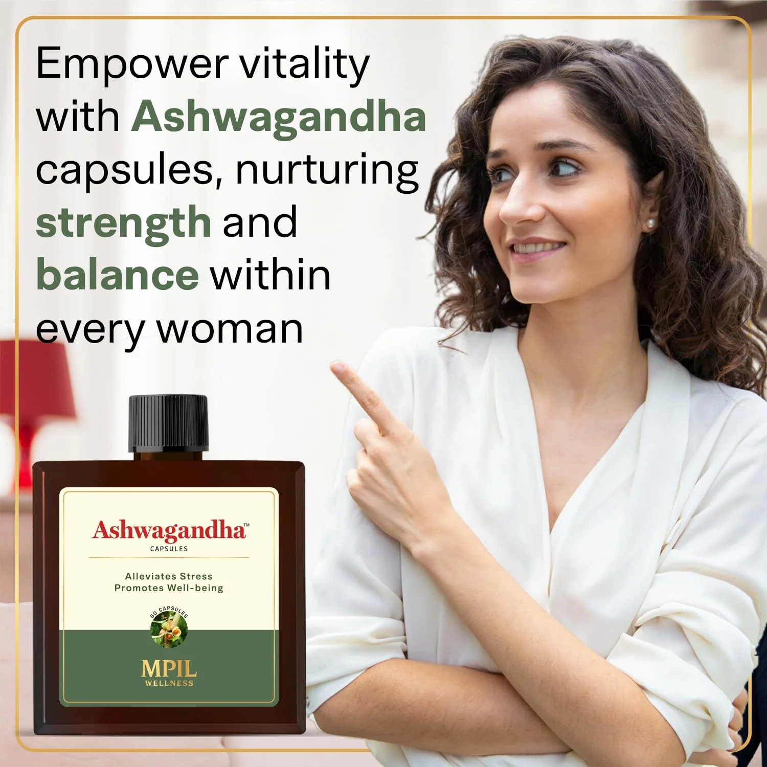 Mpil Ashwagandha Extract 350mg + Jatamansi Extract Helps In Stress Management, Improve Energy Boost Muscle Mass & Strength, Enhance Immunity Rejuvenates Mind & Body | 60 Capsules 100gm 0.2lbs - Image 3