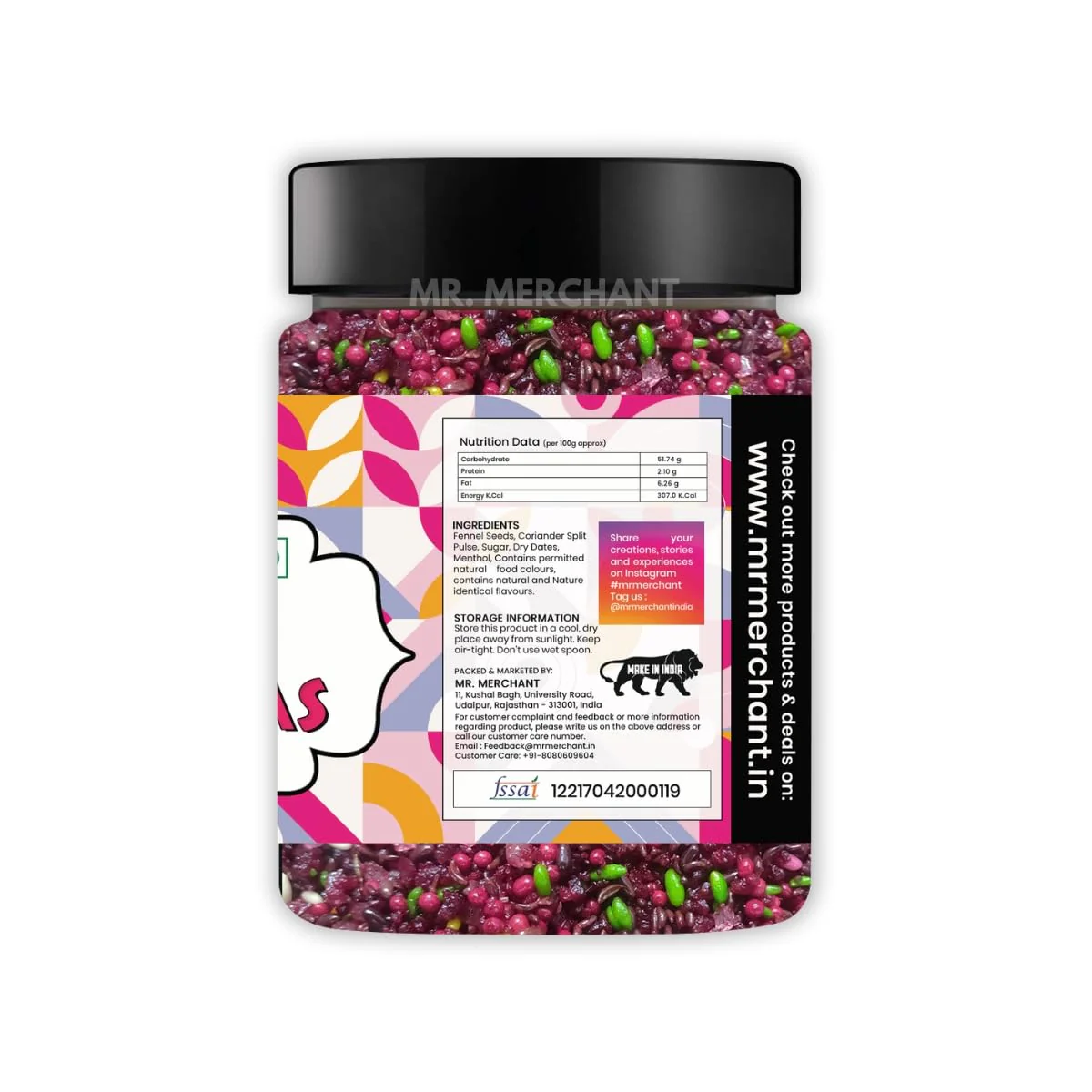 Mr. Merchant Gulab Mix Mukhwas 300gm, | Jar Pack - Image 3
