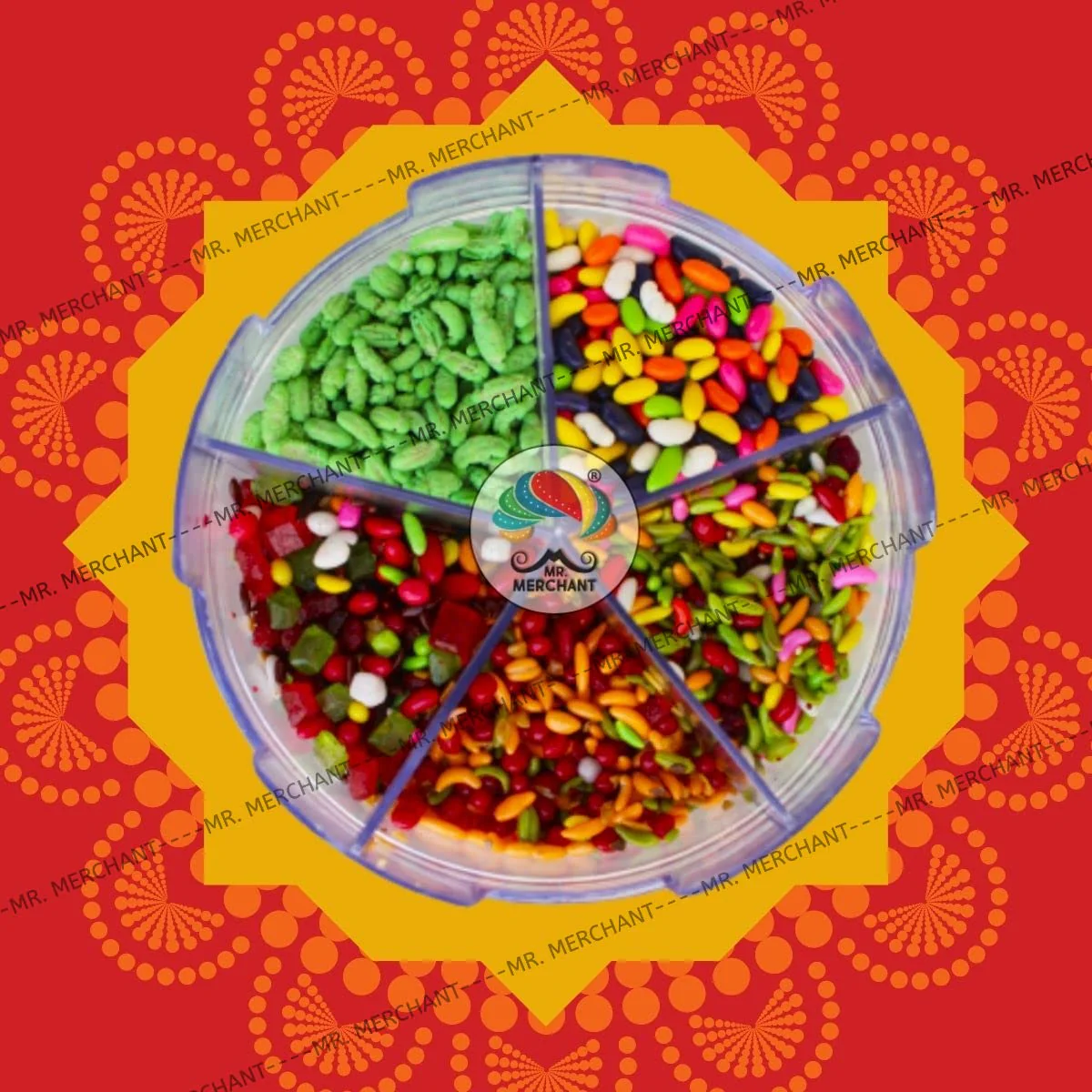 Mr. Merchant Mukhwas 5 In 1 (300gm,) Green Madrasi, Rajasthani, Gulab, Bangali & Colorful Sauf - Image 3