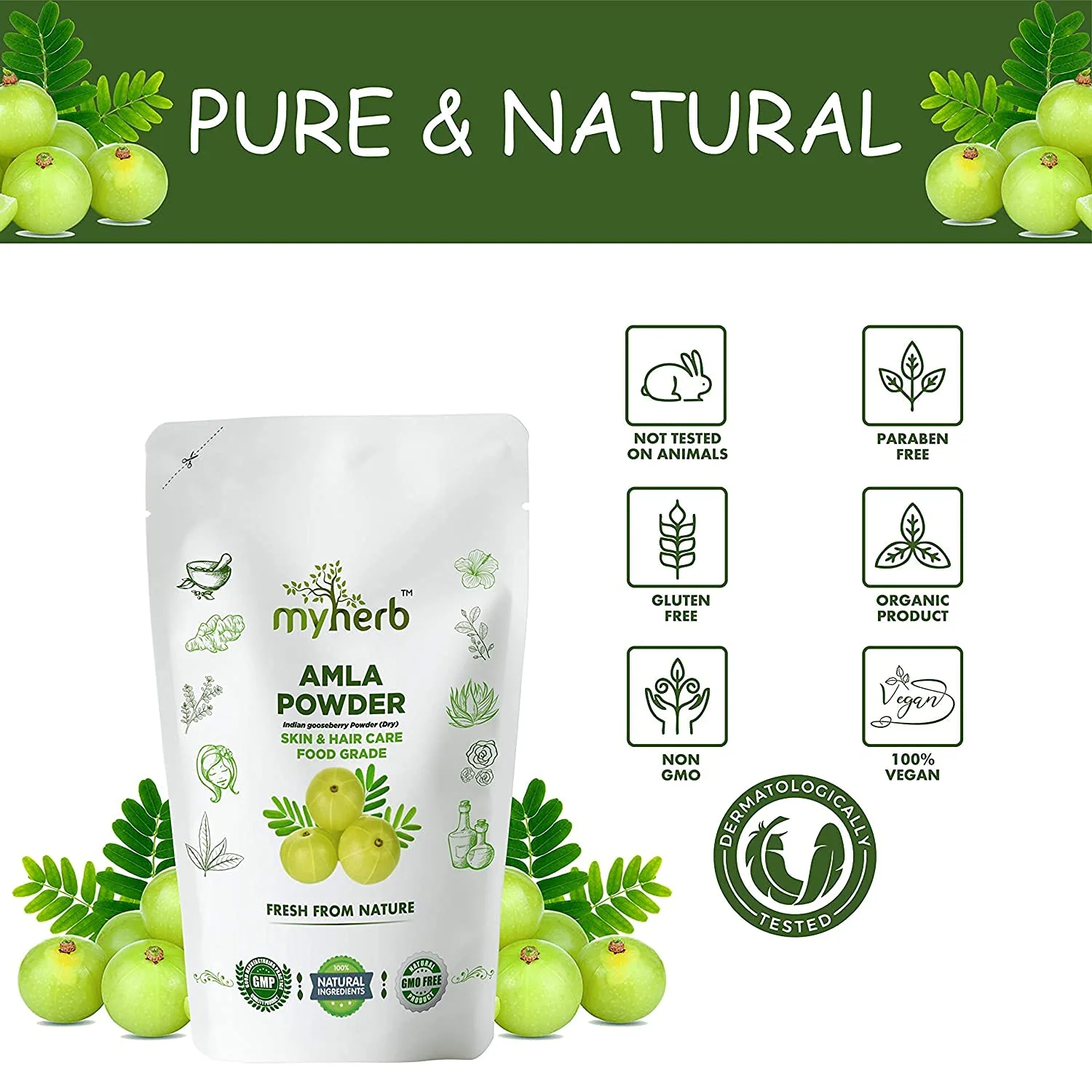 Myherb 100% Natural Organic Amla Indian Gooseberry Powder (Dry), For Skin & Hair Care Food Grade, For Men & Women | 227gm 0.5lbs - Image 5