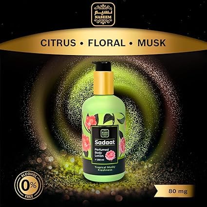 Naseem Sadaat Perfumed Body Lotion 250ml 8.4 Fl.oz. Tropical Musky Freshness | For Unisex - Image 2