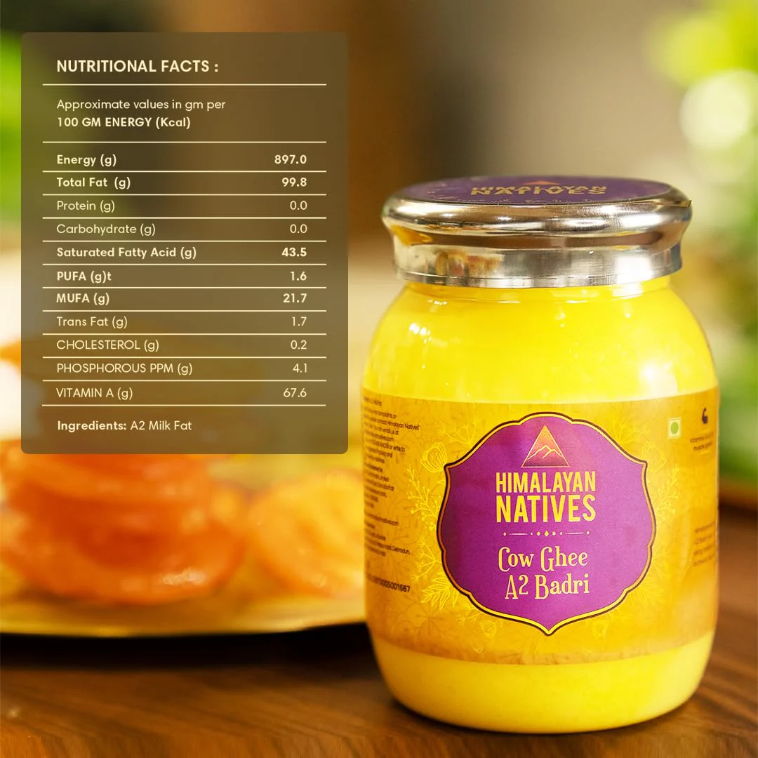 Natural A2 Badri Cow Ghee By Himalayan Natives | Highly Nutritious Desi Cow Ghee Perfect For Sweets & Dishes | (250ml) 8.4 Ounce | Jar Pack - Image 2