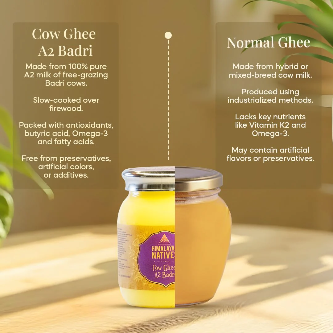 Natural A2 Badri Cow Ghee By Himalayan Natives | Highly Nutritious Desi Cow Ghee Perfect For Sweets & Dishes | (250ml) 8.4 Ounce | Jar Pack - Image 4