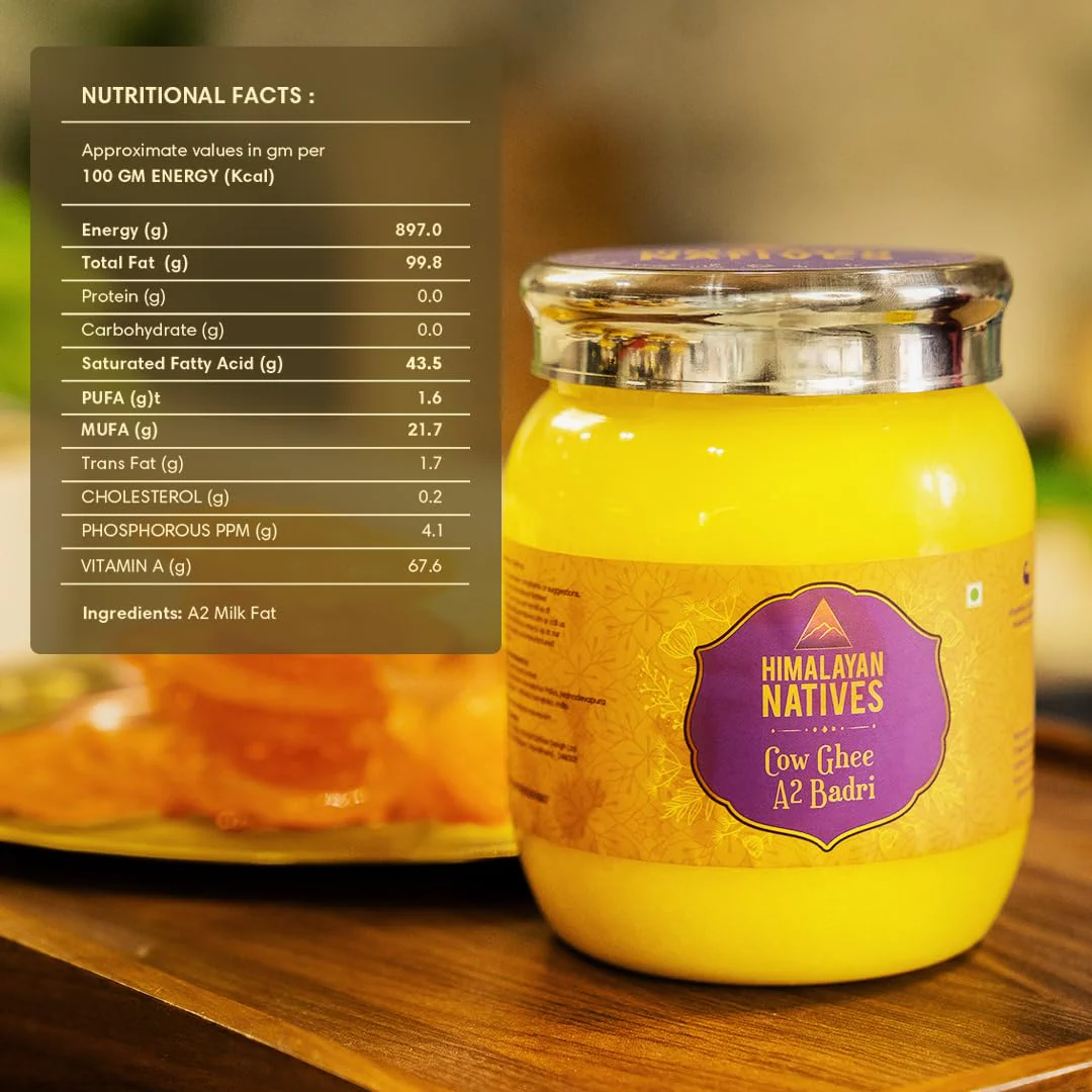 Natural A2 Badri Cow Ghee By Himalayan Natives | Highly Nutritious Helps Keep Your Boost Immunity & Eye Health Desi Cow Ghee | (500ml) 16.9 Ounce | Jar Pack - Image 2