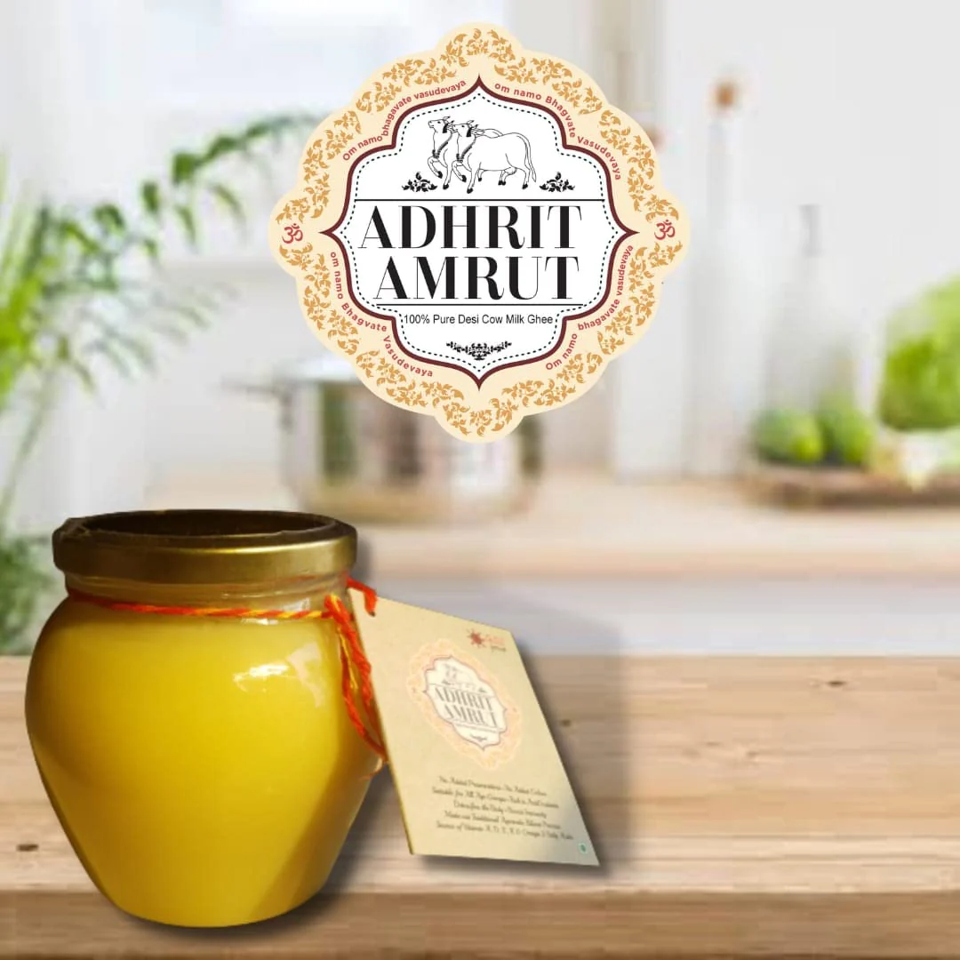 Natural A2 Desi Cow Milk Ghee By Adhrit Amrut | Delicious & Nutritious Healthy Desi Cow Ghee Good For Pulao | (500ml) 16.9 Ounce | Jar Pack - Image 3