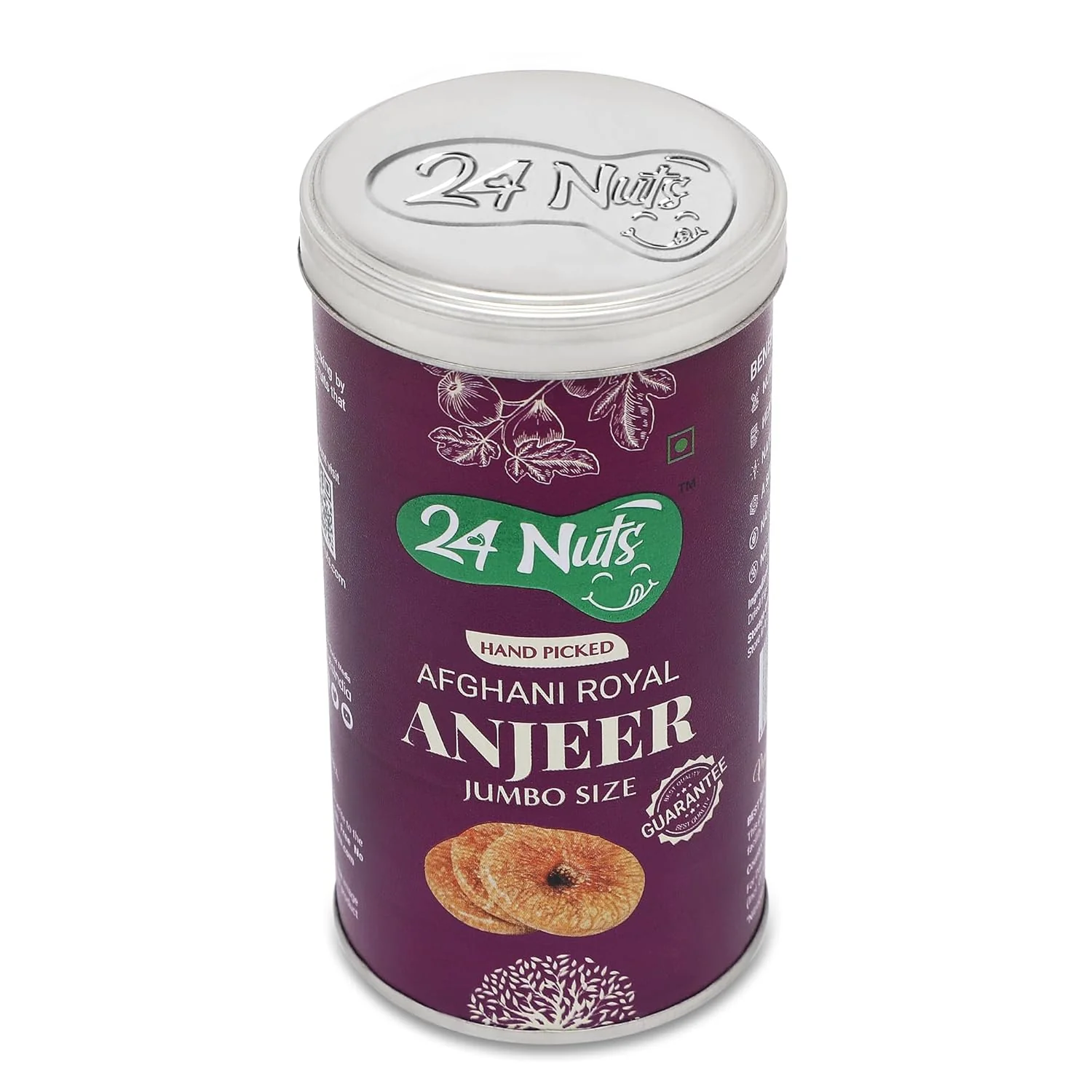Natural Afghani Royal Jumbo Size Anjeer By 24 Nuts 250gm, | Exclusively Fresh Healthy Special Figs Tin Jar | 8.8 Ounce - Image 5