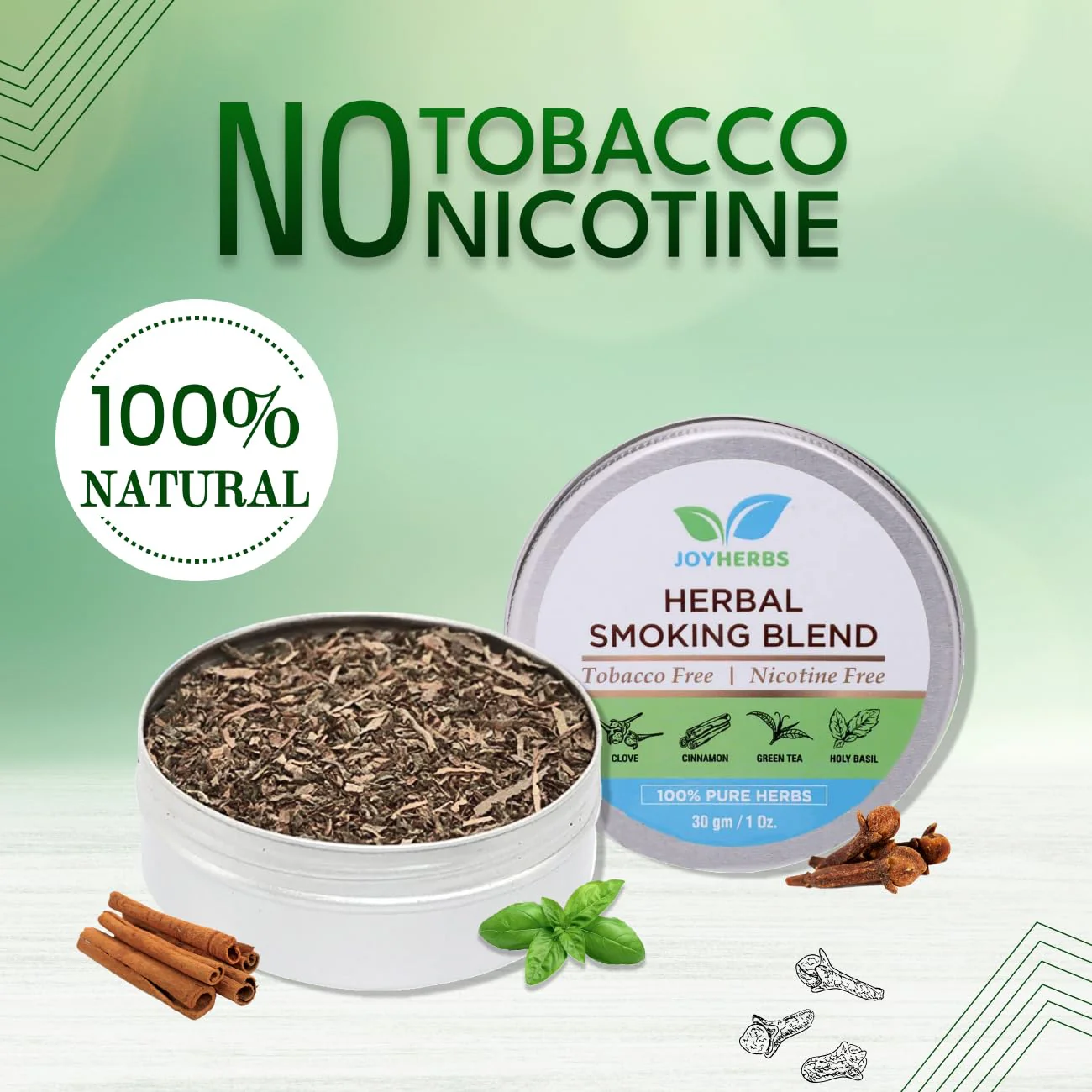 Natural & Ayurvedic Herbal Smoking Blend 1 Pack 1 Oz/ 30g With Wooden Pipe Brown | Helps To Quit Smoking - Tobacco-Free & Nicotine-Free Smoking Mixture - Image 5