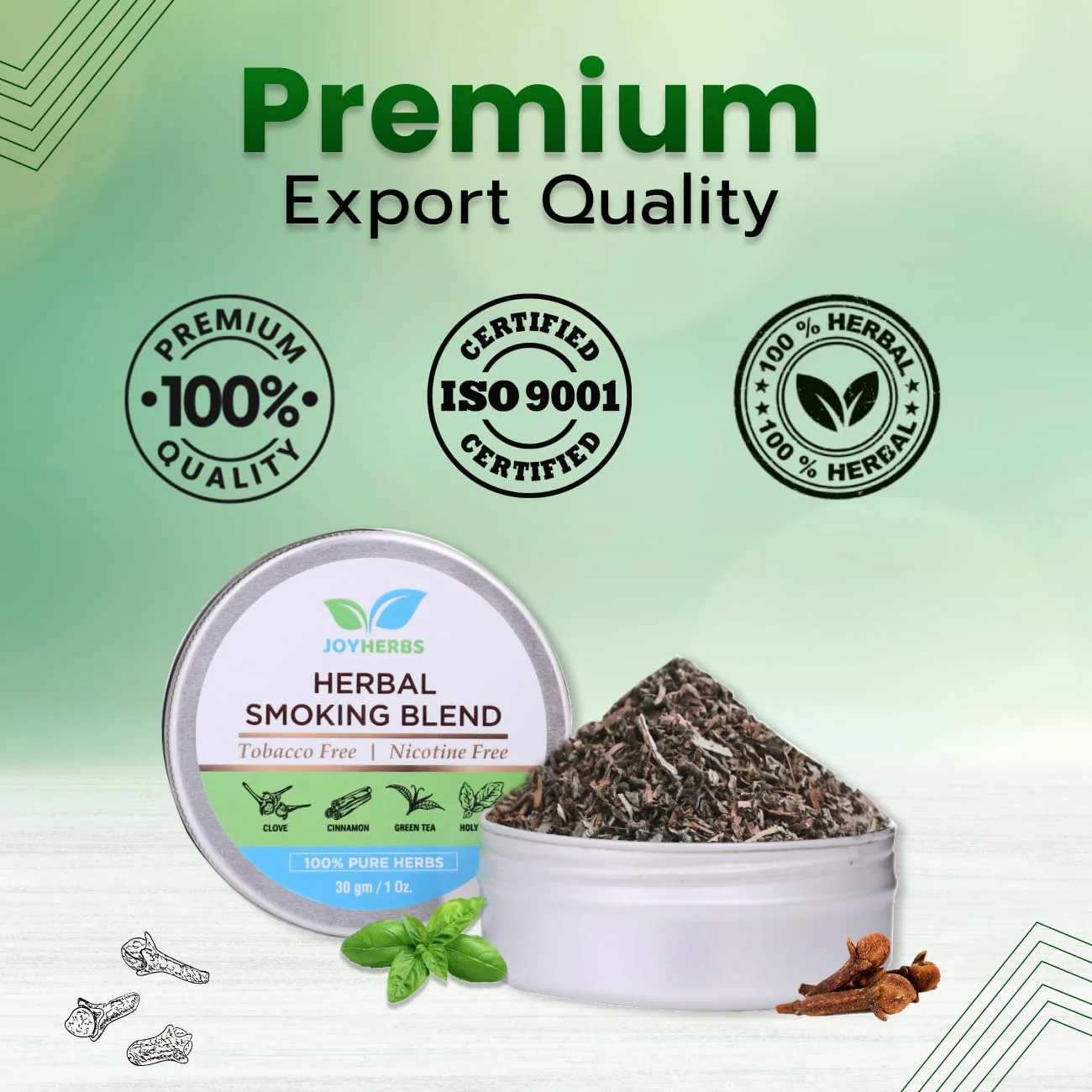 Natural & Ayurvedic Herbal Smoking Blend 1 Pack 1 Oz/ 30g With Wooden Pipe Brown | Helps To Quit Smoking - Tobacco-Free & Nicotine-Free Smoking Mixture - Image 6