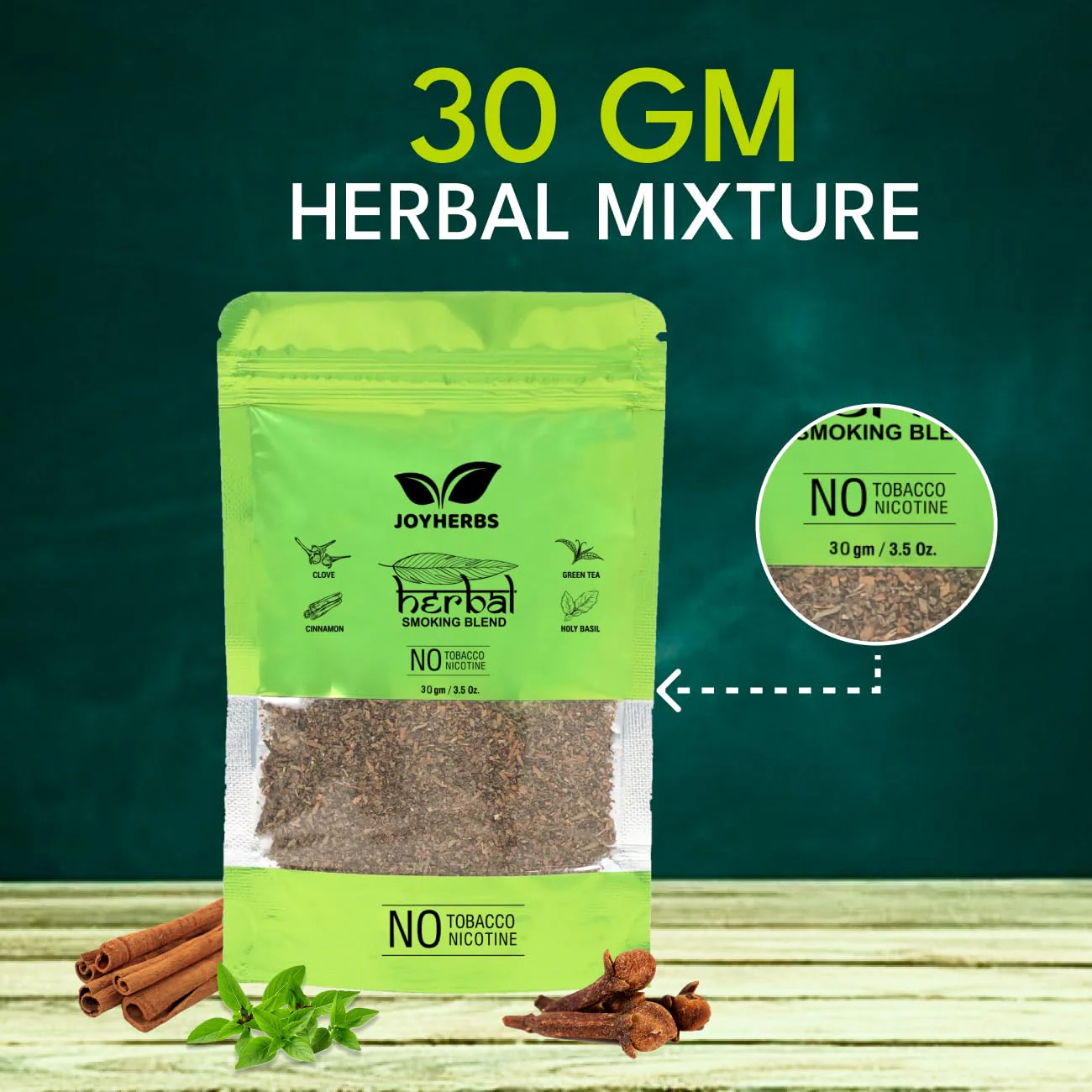 Natural & Ayurvedic Herbal Smoking Blend 1 Pack With Chillum Pipe - Tobacco-Free & Nicotine-Free Smoking Mixture - Image 2