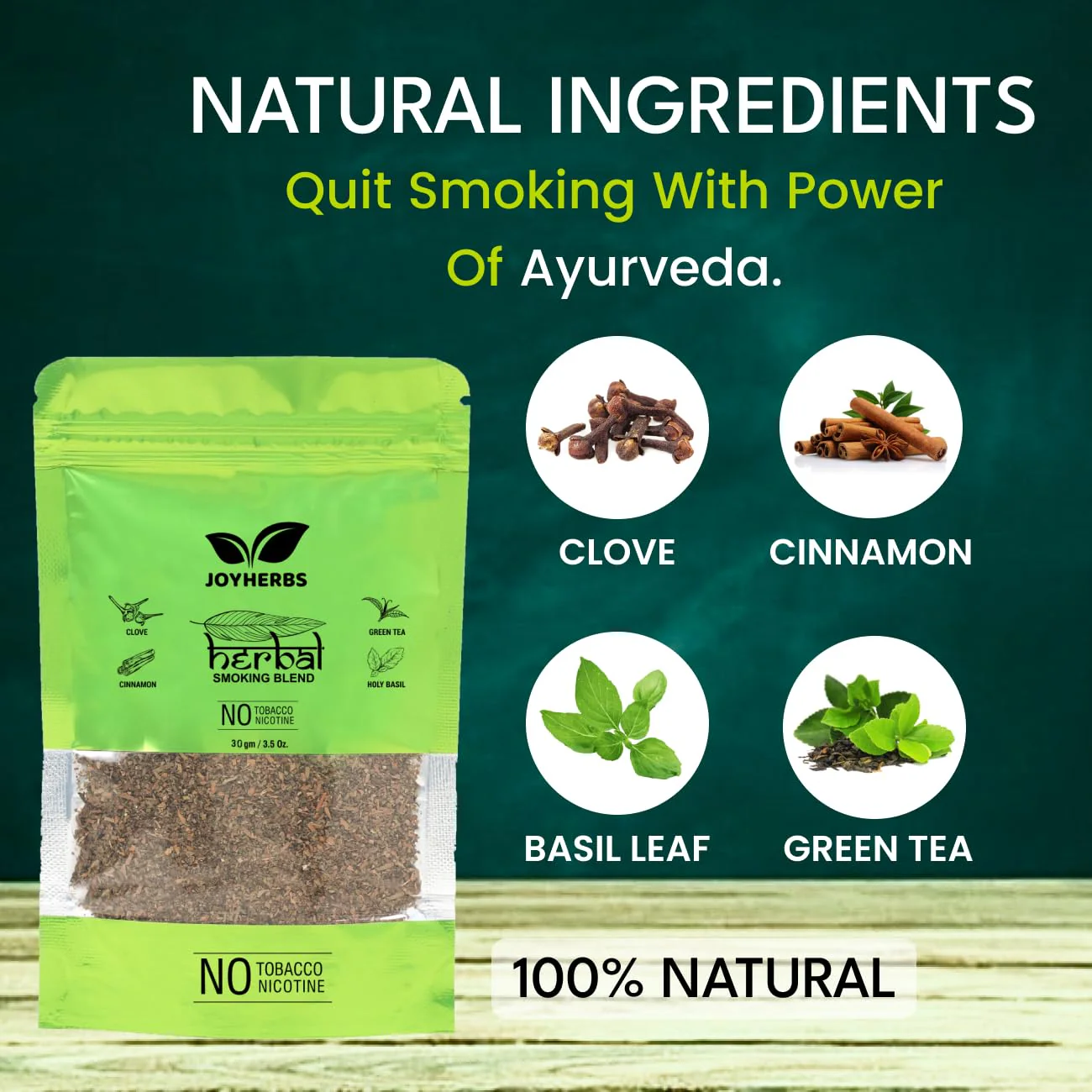 Natural & Ayurvedic Herbal Smoking Blend 1 Pack With Chillum Pipe - Tobacco-Free & Nicotine-Free Smoking Mixture - Image 3