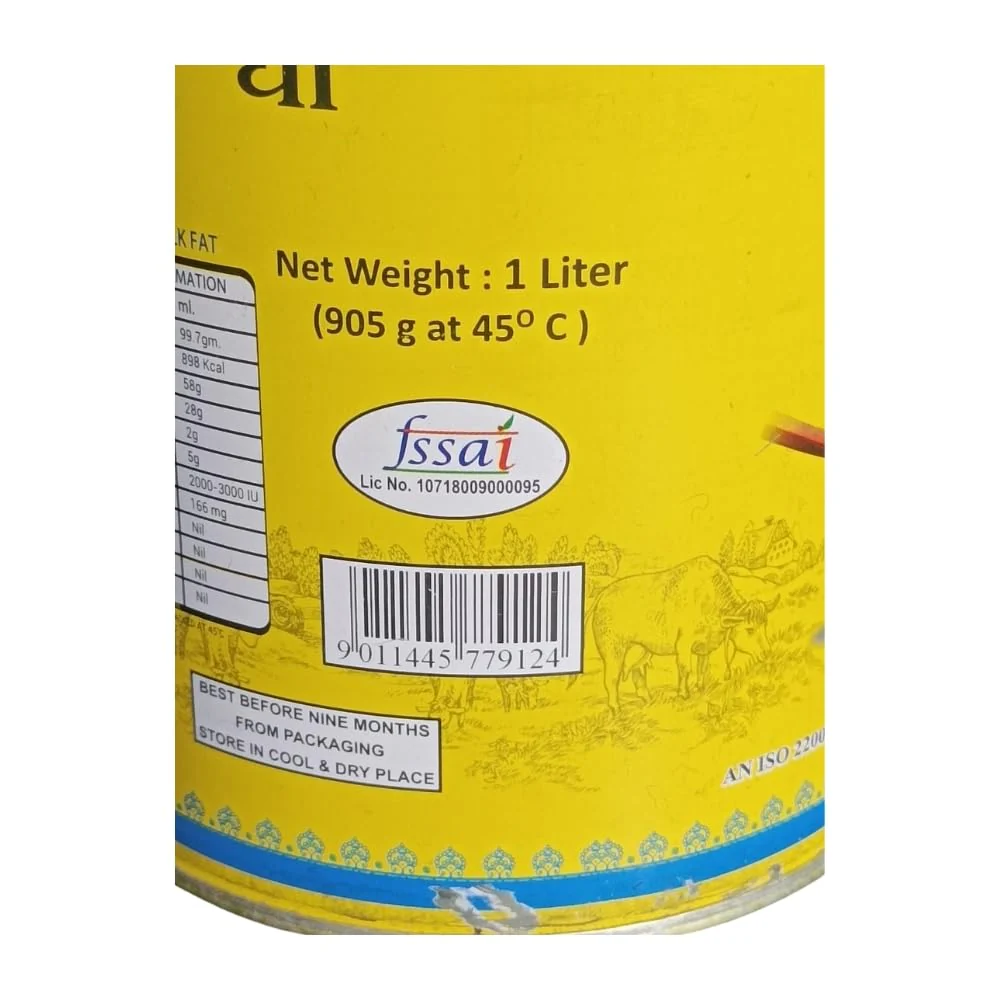Natural Desi Cow Ghee By Nameet | Rich In Nutrients & Healthy Desi Cow Ghee For Enhance Any Dish | (1 Litr) 33.8 Ounce | Tin Pack - Image 3