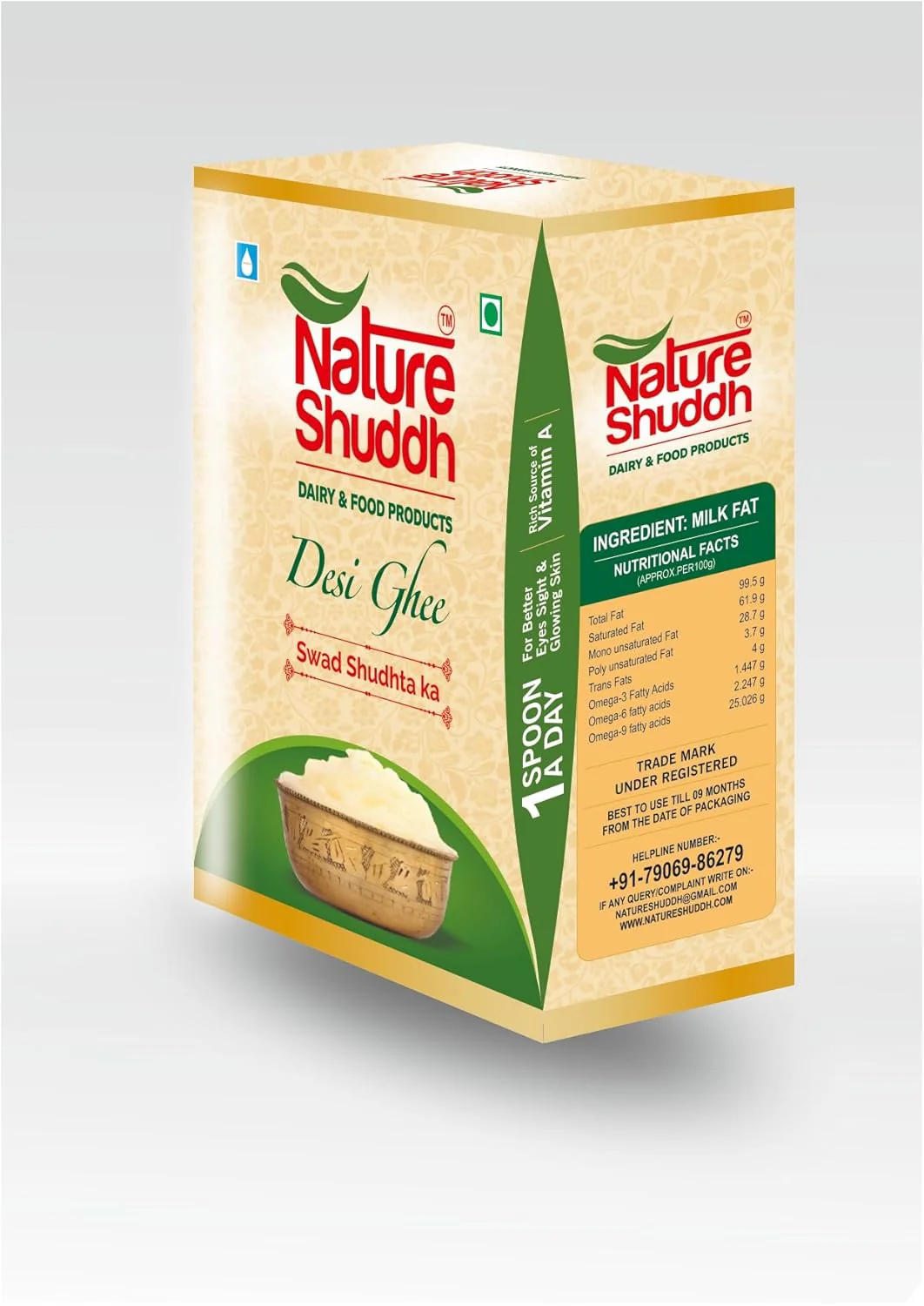 Natural Desi Ghee By Nature Shuddh | Rich In Vitamins A, D, E, & K Healthy Pure Desi Ghee For Rotis | (1 Litre) 33.8 Ounce | Box Pack - Image 2