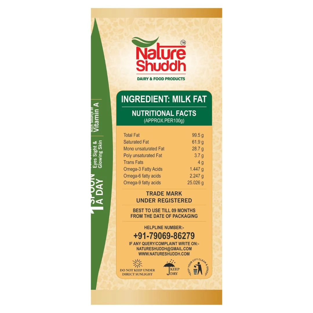 Natural Desi Ghee By Nature Shuddh | Rich In Vitamins A, D, E, & K Healthy Pure Desi Ghee For Rotis | (1 Litre) 33.8 Ounce | Box Pack - Image 3