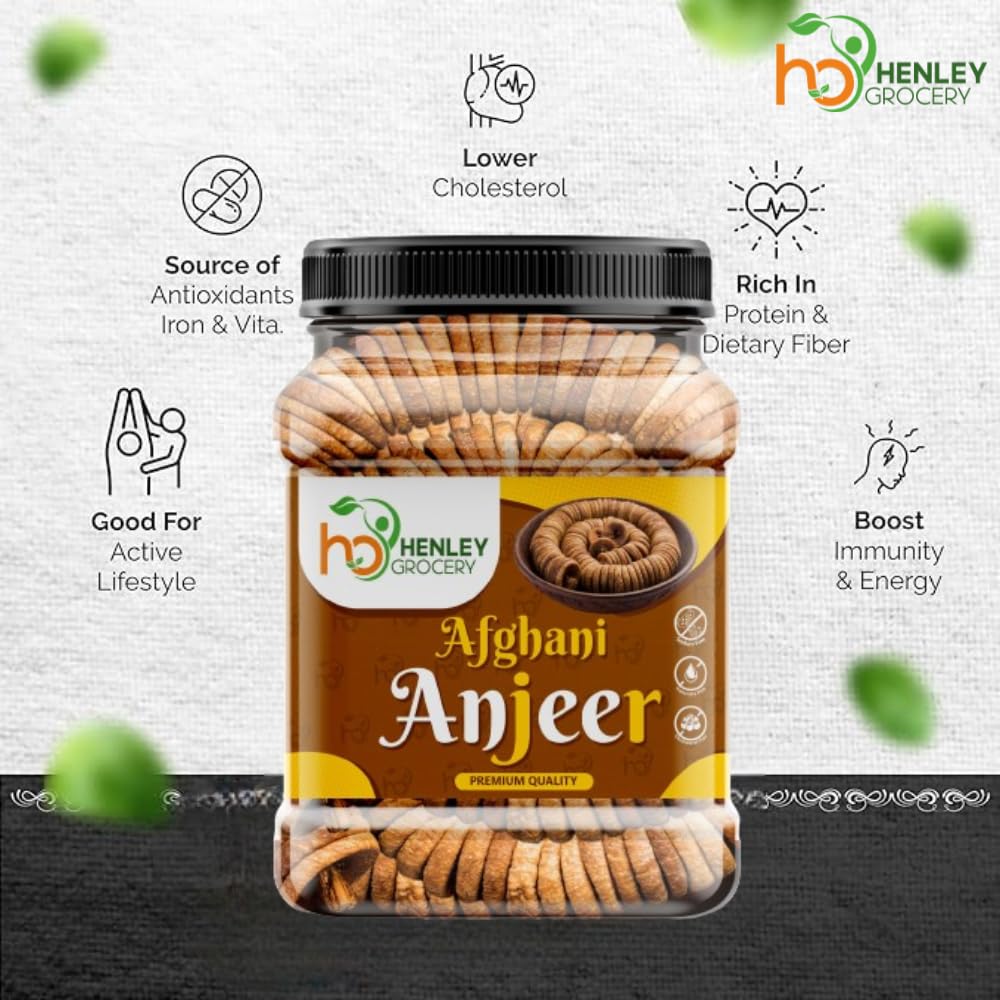 Natural Dried Afghani Anjeer By Henley Grocery 250gm, I Healthy Dry Fruit Dried Figs Afghani Anjeer Jar Pack | Guilt-free Nutrient Rich Healthy Snack | 8.8 Ounce - Image 4