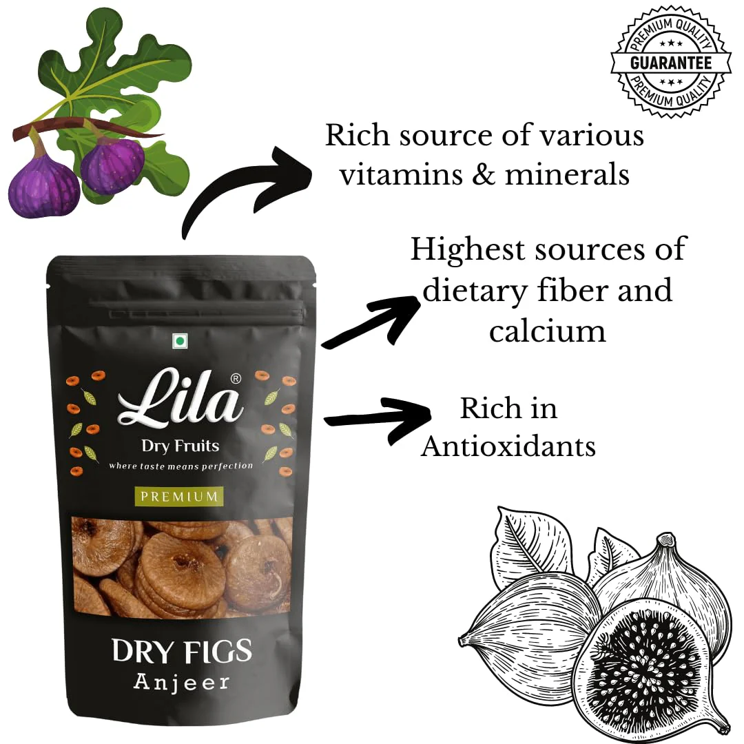 Natural Dried Anjeer By Lila Dry Fruits 200gm, Pouch Pack | Dry Fig For Healthy Snacking, Dieting & Breakfast | Rich Source Of Fibre Calcium And Iron | High In Minerals | 7.2 Ounce - Image 2