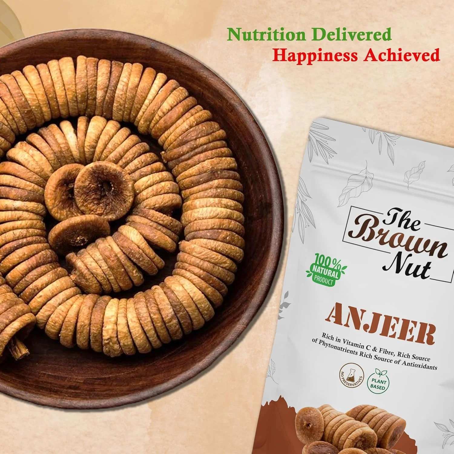 Natural Dried Anjeer Figs By The Brown Nut 100gm, | Rich Source Of Fibre Calcium & Iron| Low In Calories And Fat Free | Ziplock Pouch | 3.5 Ounce - Image 2