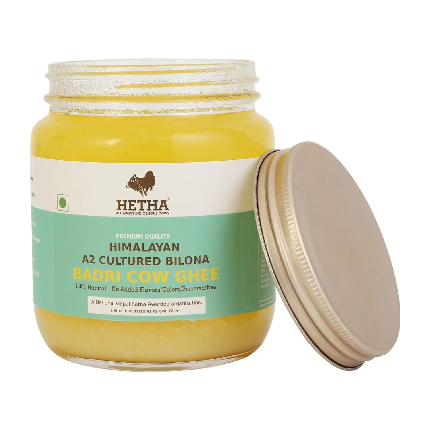 Natural Himalayan A2 Cultured Bilona Badri Cow Ghee By Hetha | Good Source Of Energy & Nutrients Healthy Desi Ghee With Rich Aroma | (500ml) 16.9 Ounce | Jar Pack - Image 3