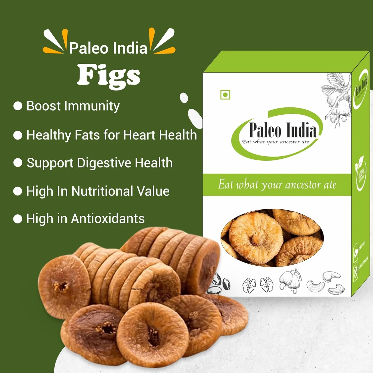 Natural Jumbo Size Anjeer By Paleo India 400gm, | Dried Figs Big Size Anjeer Dry Fruits Box | Rich In Dietary Fibre & Immunity Booster | 14.1 Ounce - Image 2