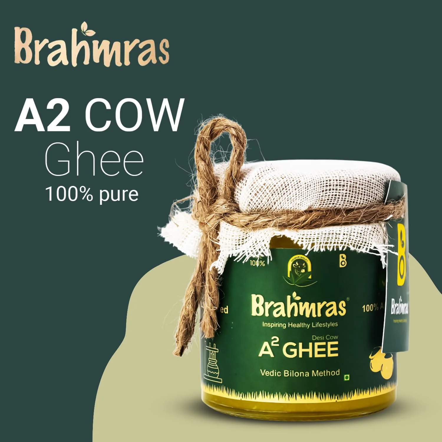 Natural Premium A2 Cow Ghee By Brahmras | Rich In Vitamins Using Traditional Bilona Method Cow Ghee Good For Weight Loss | (100ml) 3.3 Ounce | Jar Pack - Image 2