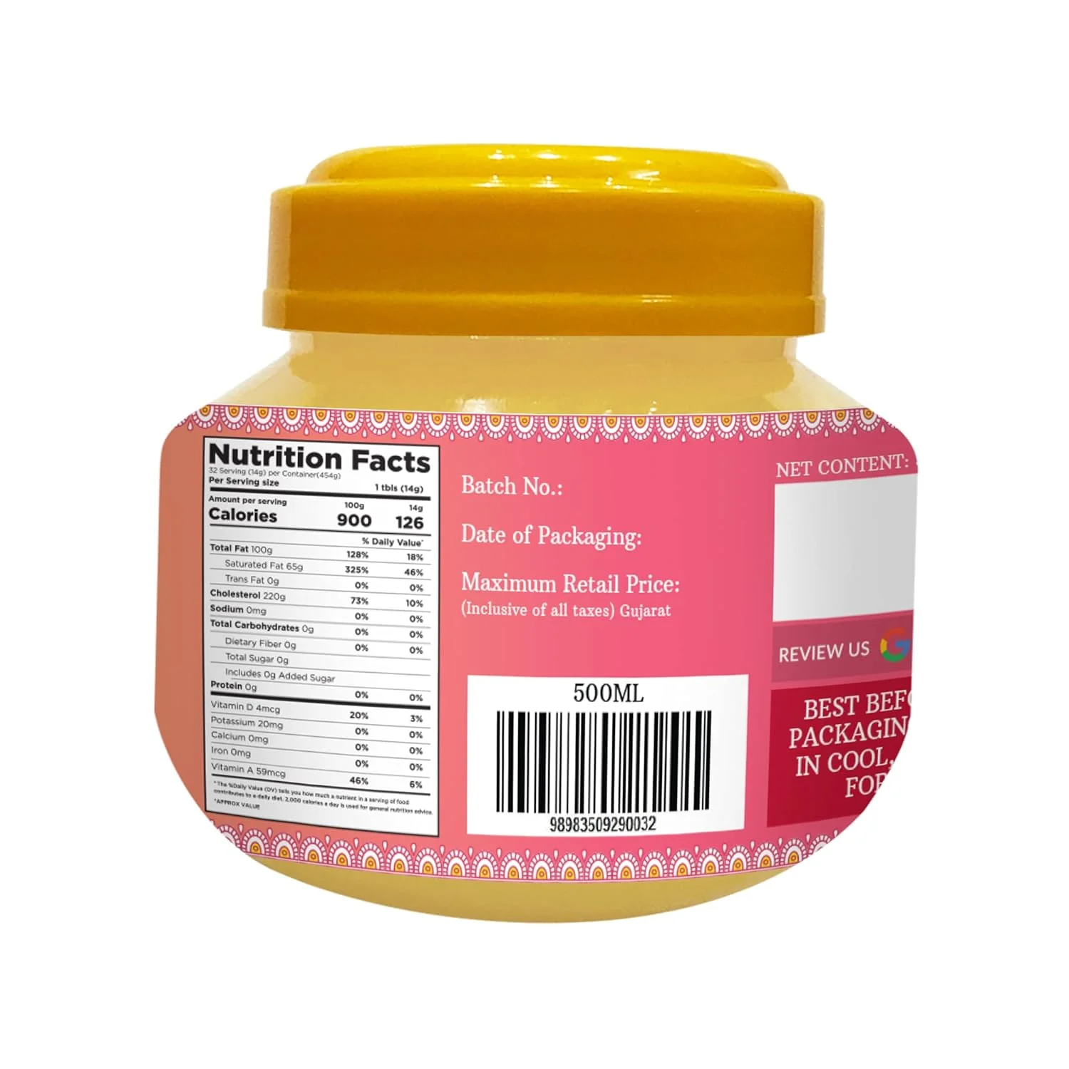 Natural Premium Amrutam A2 Desi Buffalo Ghee By Mukhia | Delicious Healthy & Nutritious Buffalo Desi Ghee For Protact Eyesight | (500ml) 16.9 Ounce | Jar Pack - Image 3