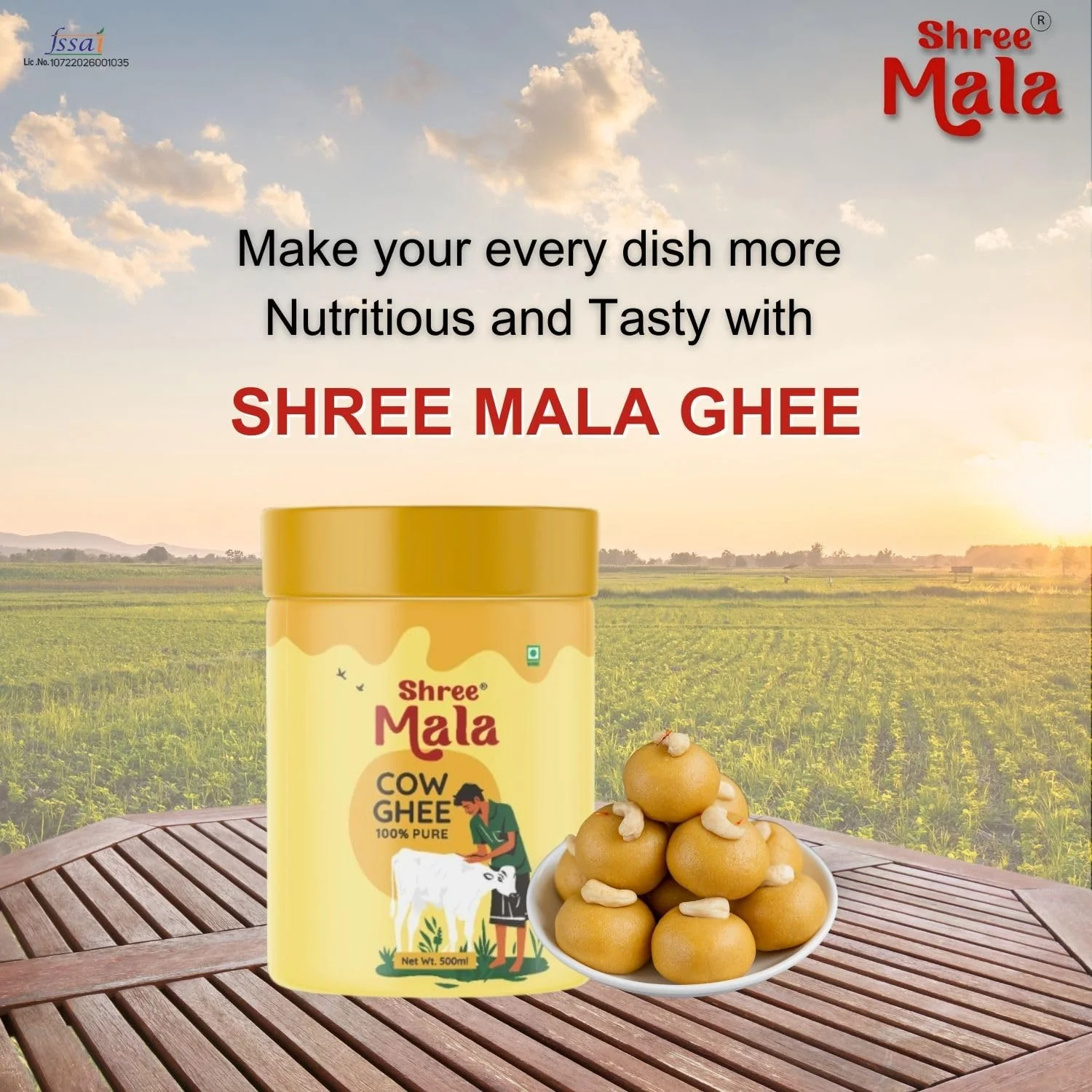 Natural Premium Cow Ghee By Shreemala | Rich In Vitamins A, D, E & K Healthy Desi Ghee Good For Supports Brain Health | (500ml) 16.9 Ounce | Jar Pack - Image 3