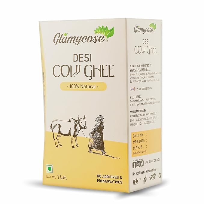Natural Premium Desi Cow Ghee By Glamycose | High In Protein Fiber Healthy Desi Ghee For Boost Immunity | (1 Litr) 33.8 Ounce | Box Pack - Image 2