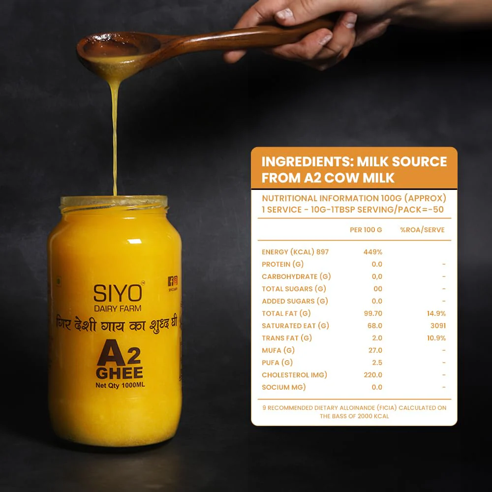 Natural Premium Desi Gir Cow Ghee By Siyo | Natural & Healthy Indian Gir Cow Ghee Perfect For Glowing Skin | (500ml) 16.9 Ounce | Jar Pack - Image 2